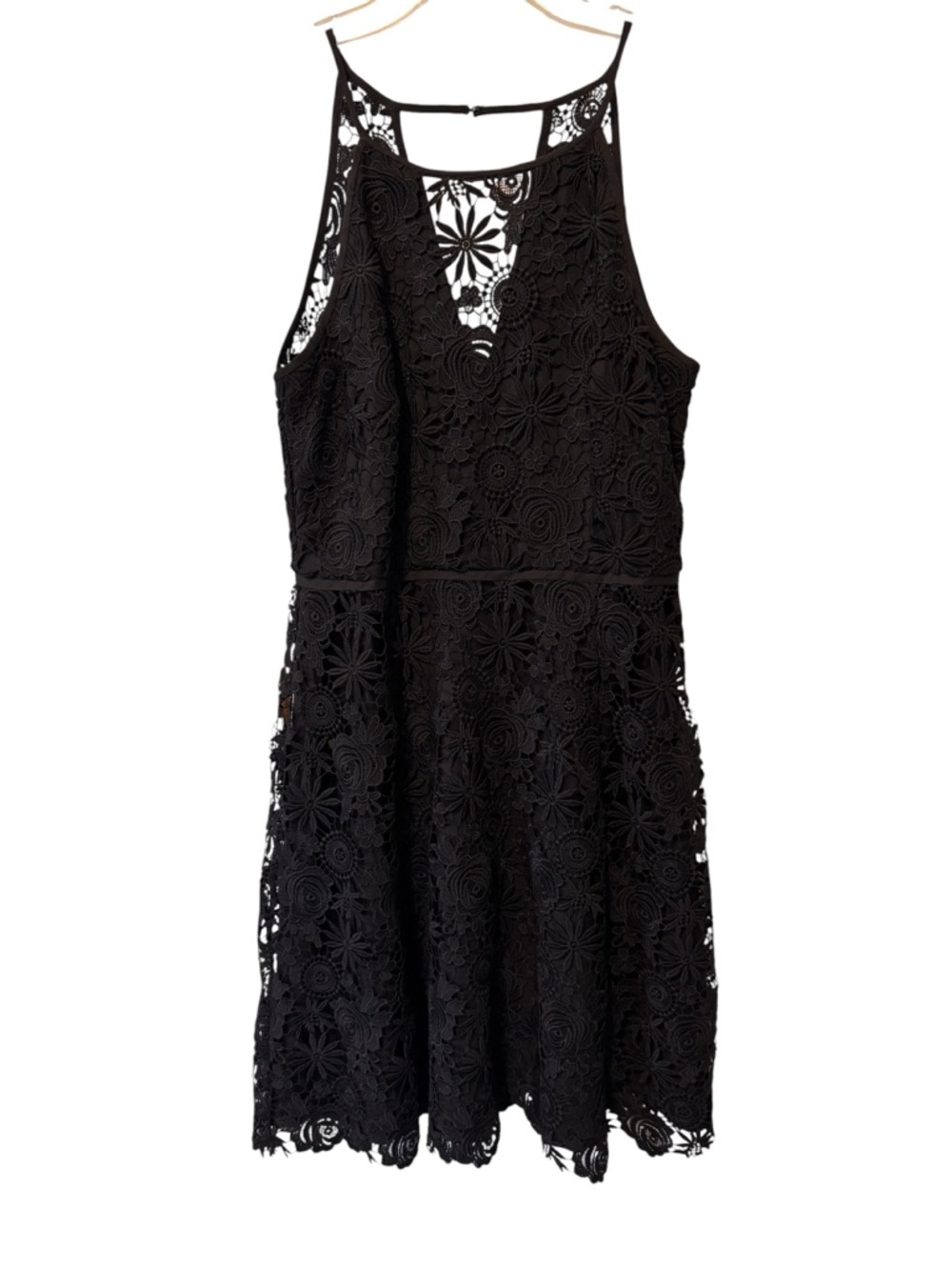 White House Black Market Black Lace Eyelet Sleeveless Mini Dress Size 4